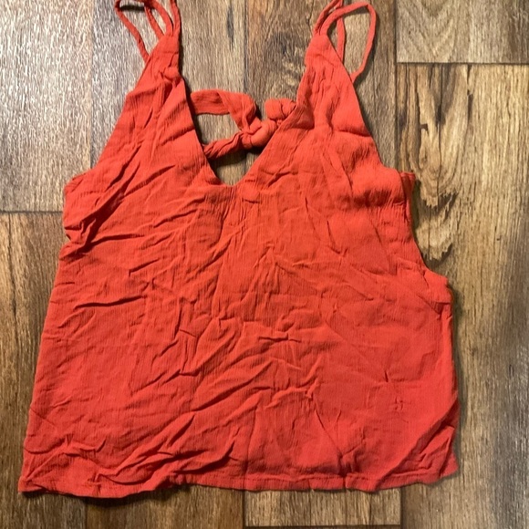 Lulus Adrift Tank Top Women's Medium Orange Side Cut Out Tie Back - Picture 1 of 7